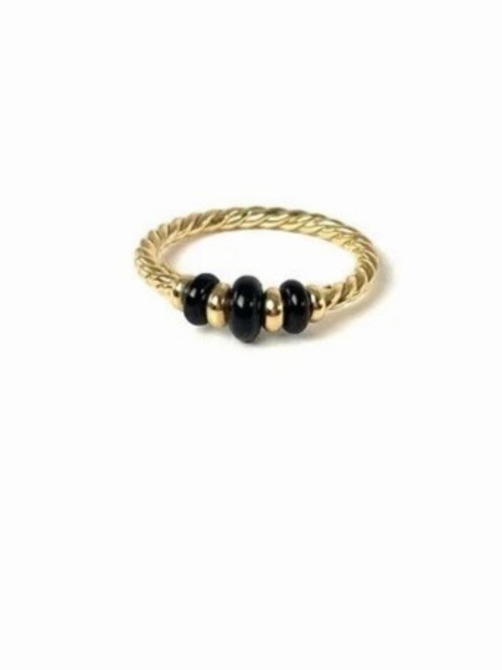 David Yurman 18k Yellow Gold Gradual Cable Onyx Rio Rondelle Ring Onyx Ring Size